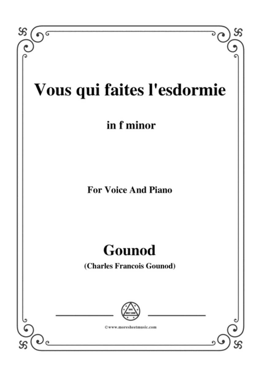 Gounod-Vous qui faites l'esdormie in f minor, for Voice and Piano image number null