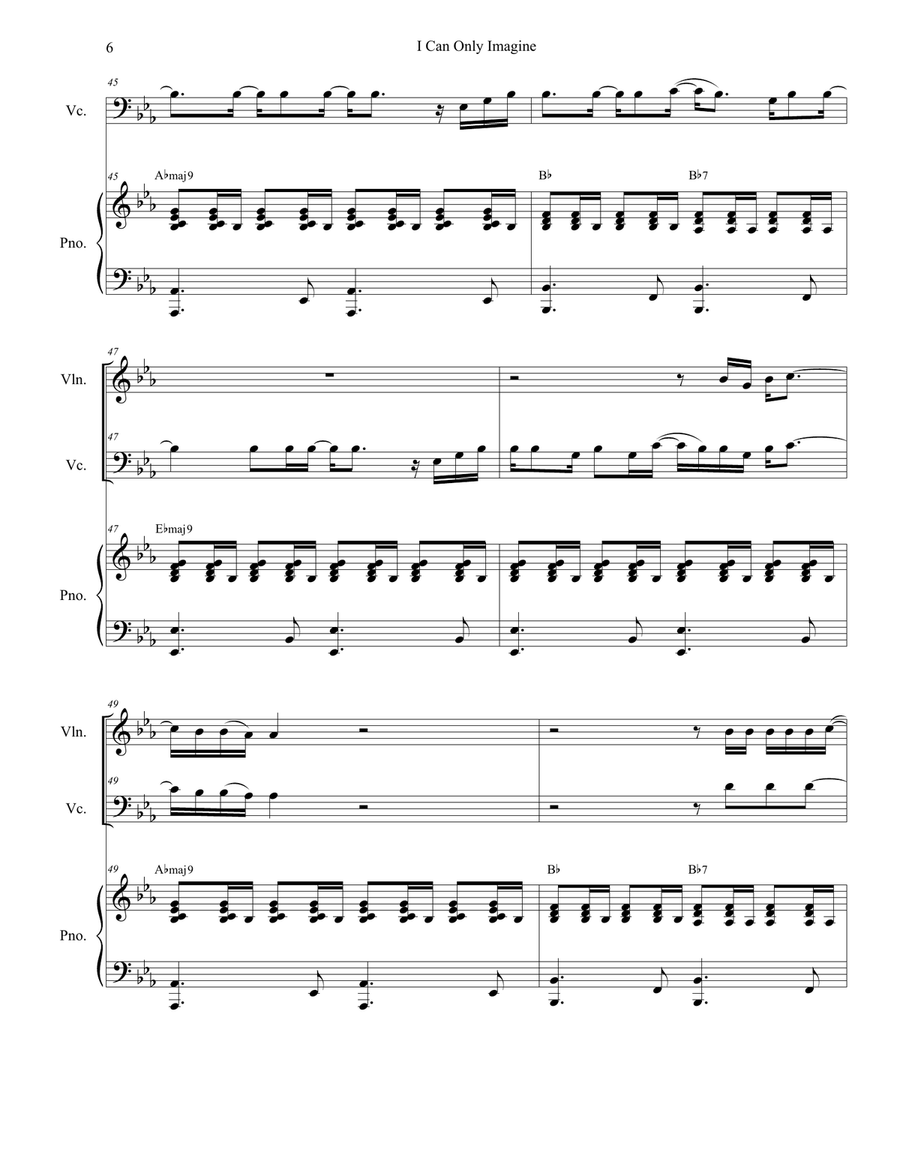 I Can Only Imagine Piano Trio scores gallery preview page 6