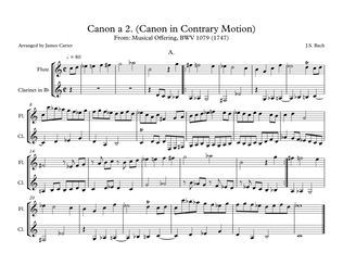 Canon in Contrary Motion I from Musical Offering for Flute & Clarinet Duet