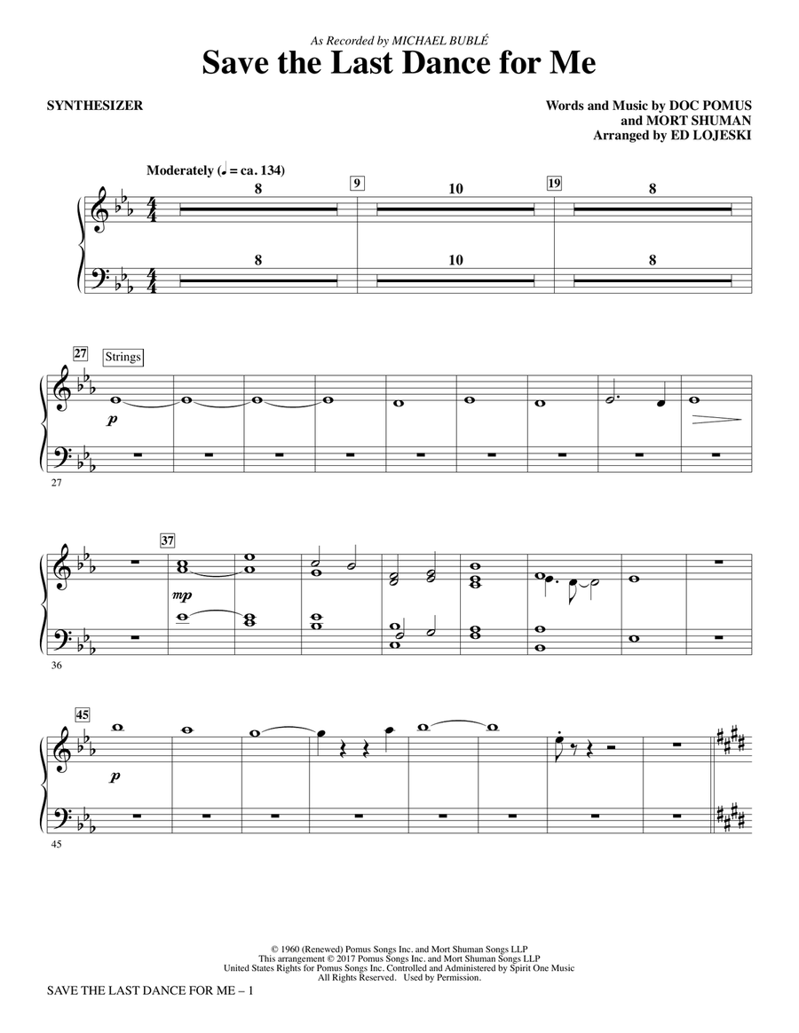 Save the Last Dance for Me (arr. Ed Lojeski) - Synthesizer