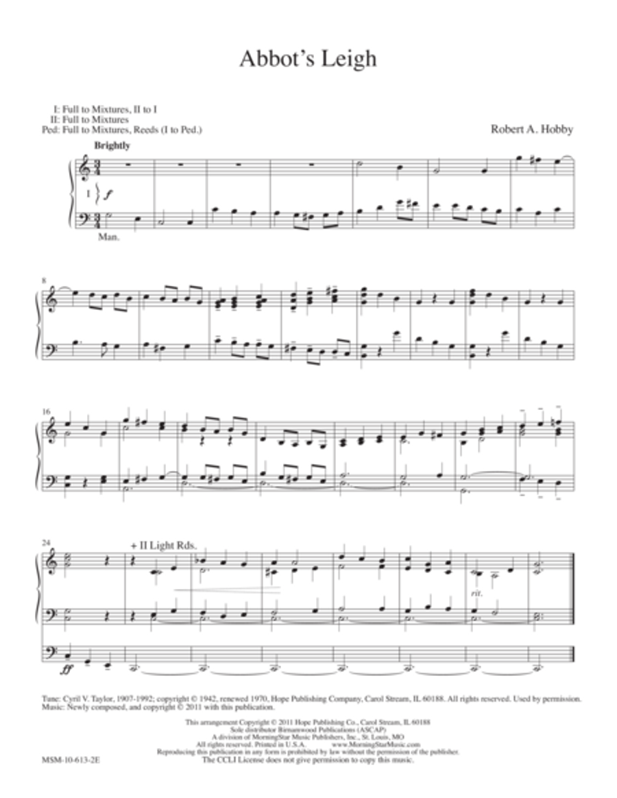 Abbot's Leigh Organ scores gallery preview page 1
