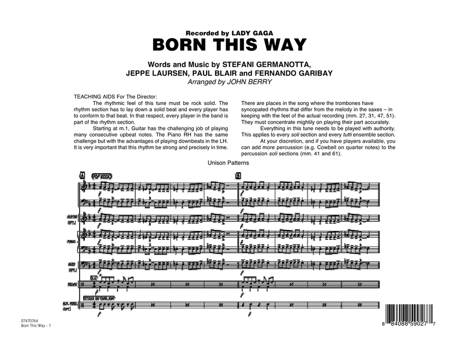 Born This Way - Full Score Jazz Ensemble scores gallery preview page 1