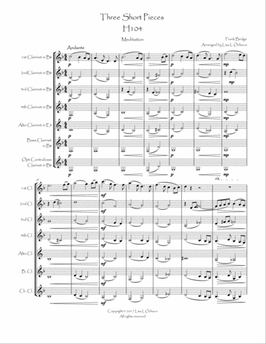 Three Short Pieces H104 for Clarinet Choir Clarinet Choir scores gallery preview page 3