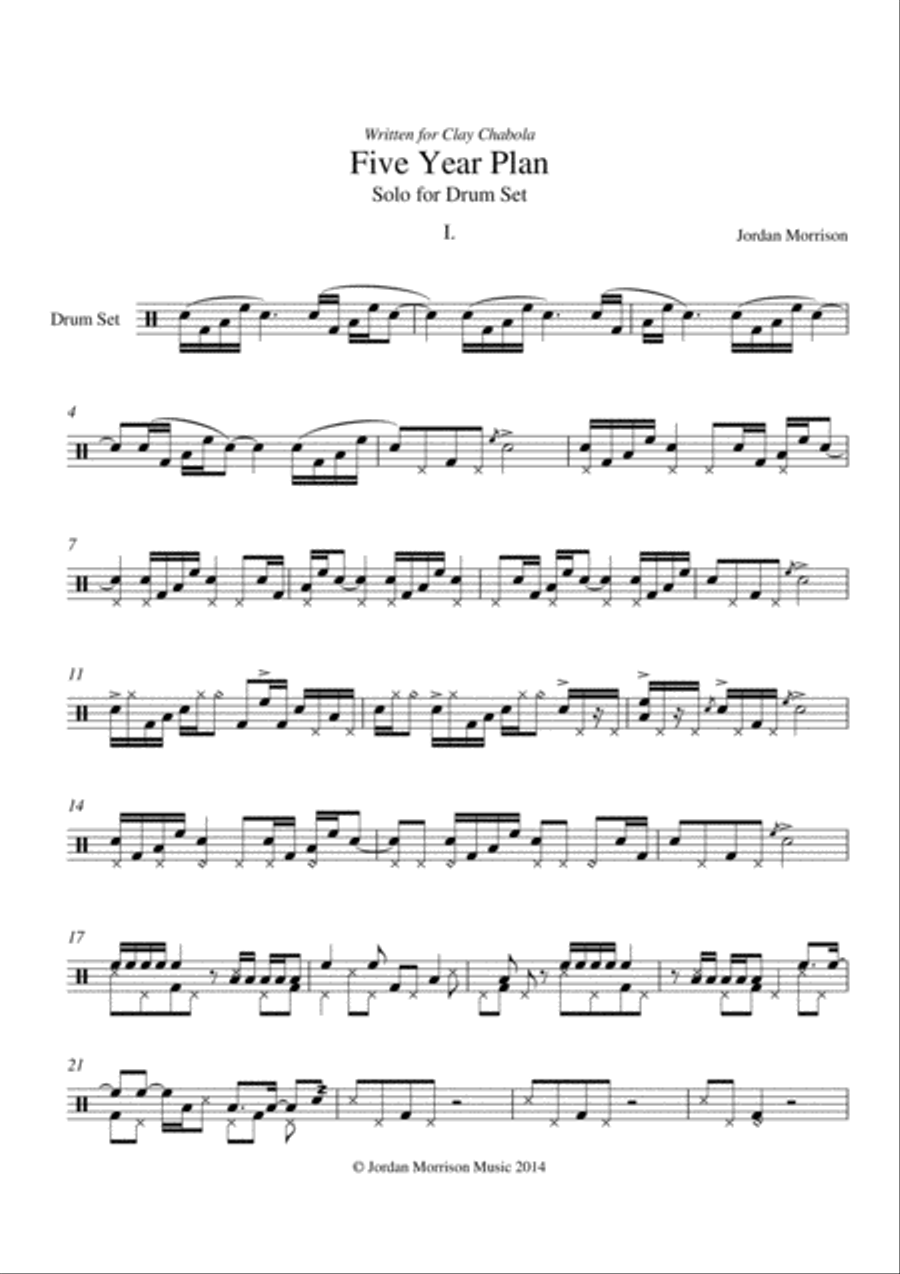 Five Year Plan - Solo for Drum Set Drum Set scores gallery preview page 1