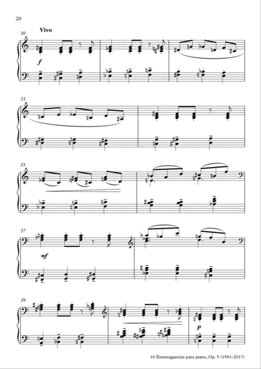 10 Extravagancias para piano, Op. 5 (2017) 7. Paisajes cromáticos Piano Solo scores gallery preview page 3
