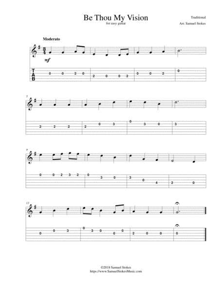 Be Thou My Vision - for easy guitar with TAB image number null
