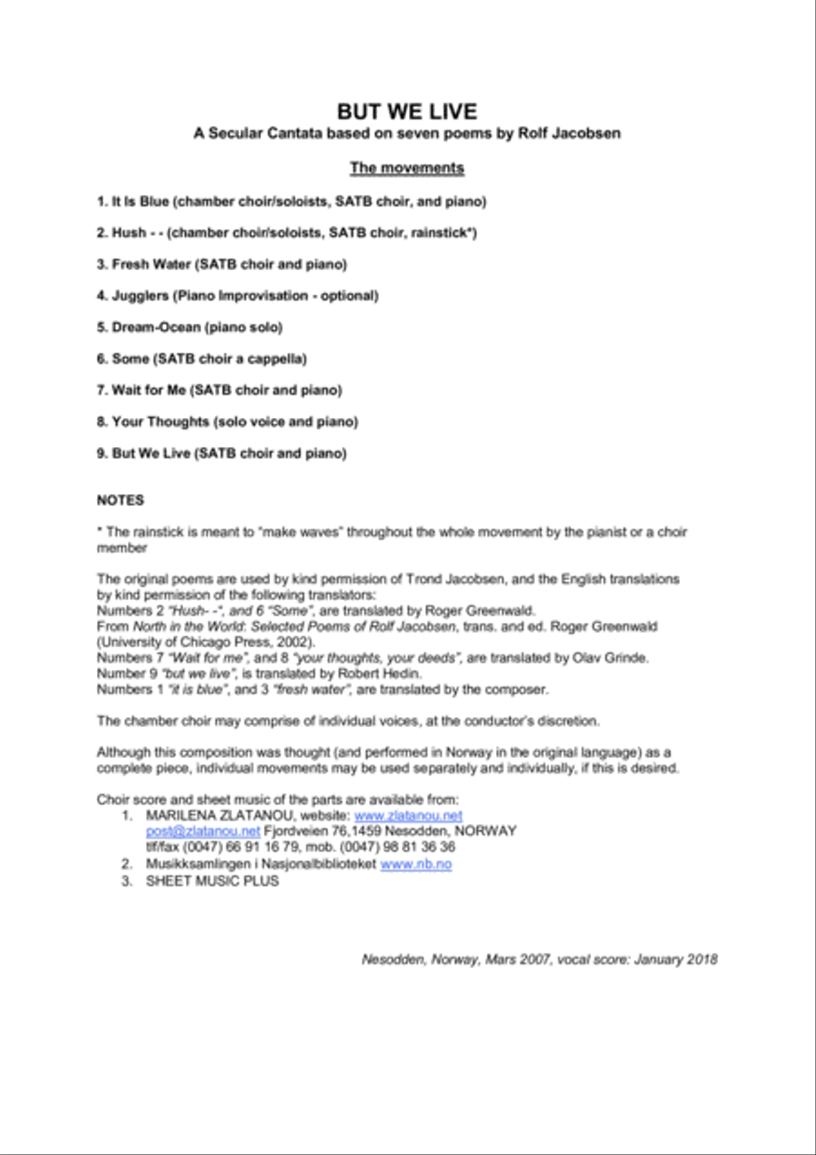 BUT WE LIVE, a Secular Oratorio 4-Part scores gallery preview page 2