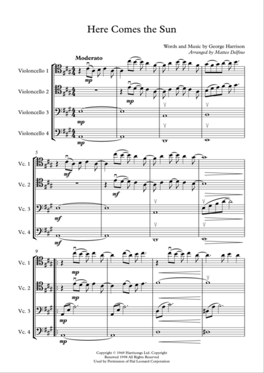 Here Comes The Sun Cello Solo scores gallery preview page 2