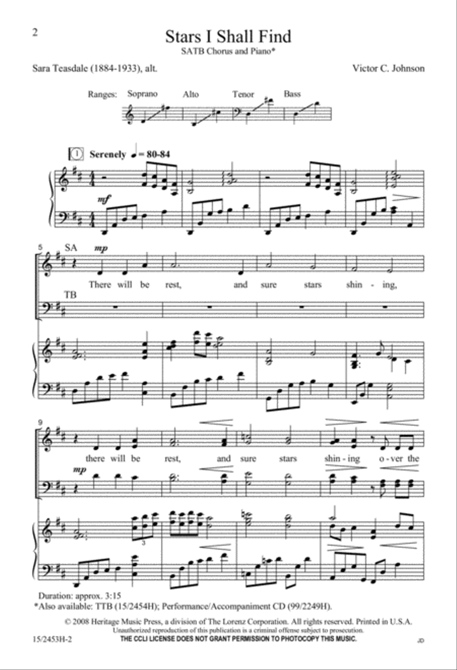 Stars I Shall Find 4-Part scores gallery preview page 3