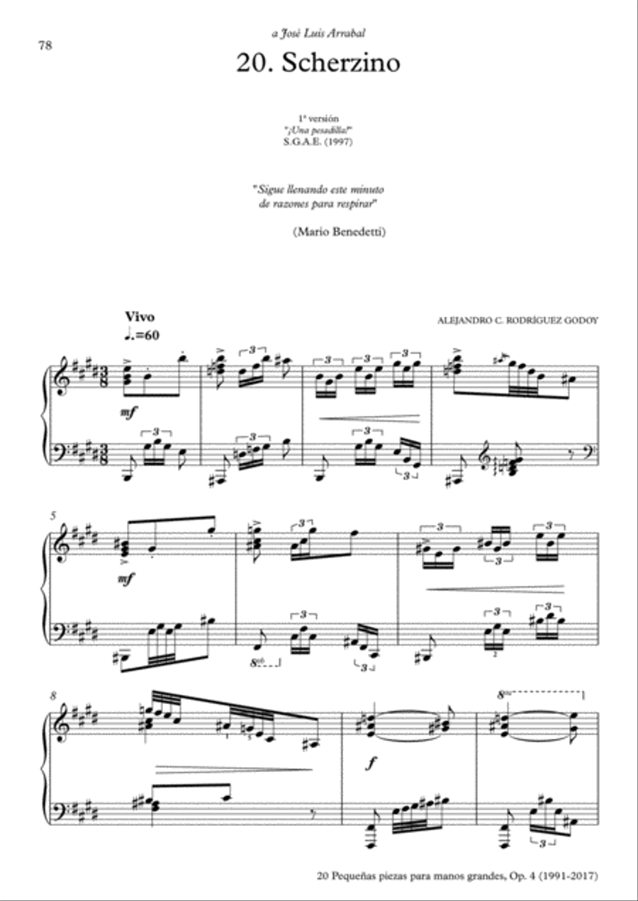 20 Piezas, Op. 4 (2017) No. 20. Scherzino Piano Solo scores gallery preview page 1
