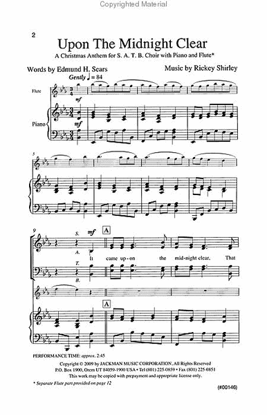 Upon the Midnight Clear - SATB with Flute Part image number null