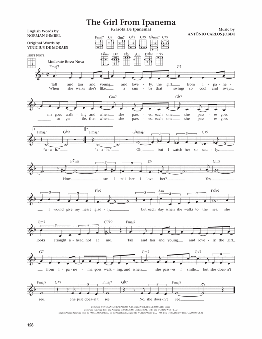The Girl From Ipanema (Garôta De Ipanema) (from The Daily Ukulele) (arr. Jim Beloff) Ukulele scores gallery preview page 1