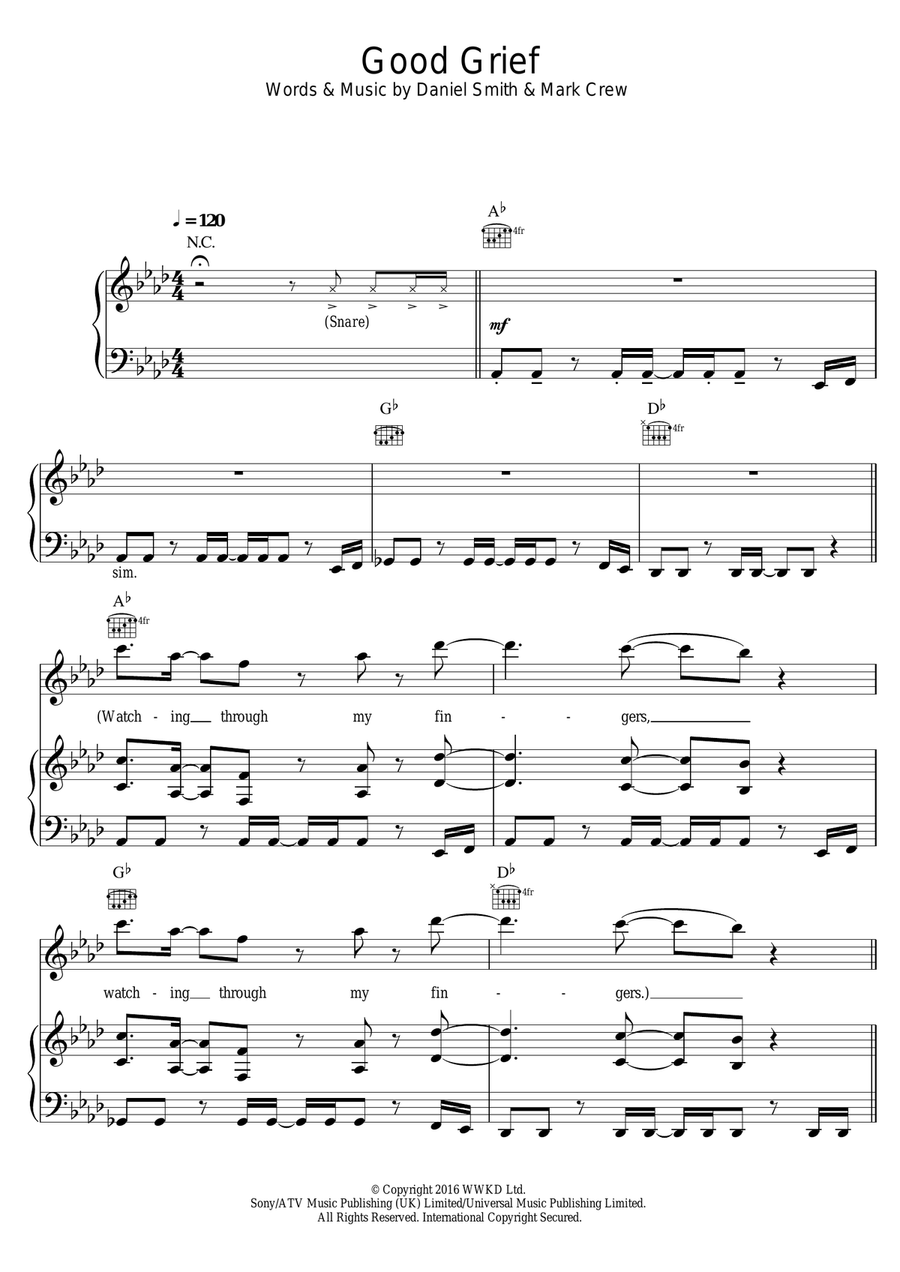 Good Grief Good Grief Piano, Vocal scores gallery preview page 1