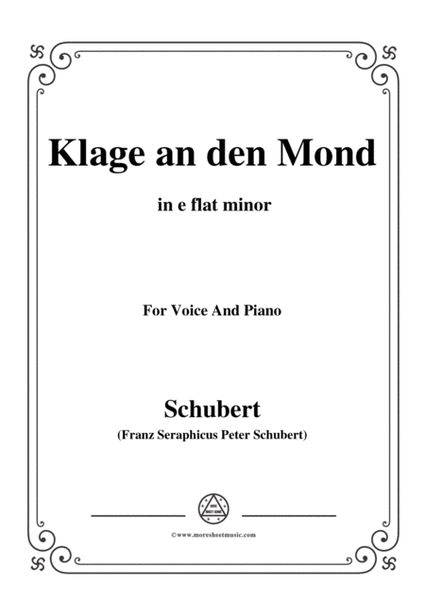 Schubert-Klage an den Mond,in e flat minor,for Voice and Piano image number null
