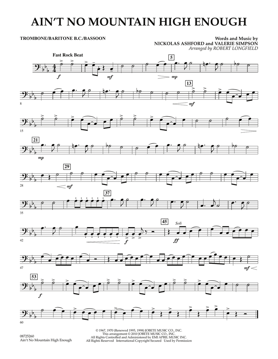 Ain't No Mountain High Enough - Trombone/Baritone B.C./Bassoon Concert Band scores gallery preview page 1
