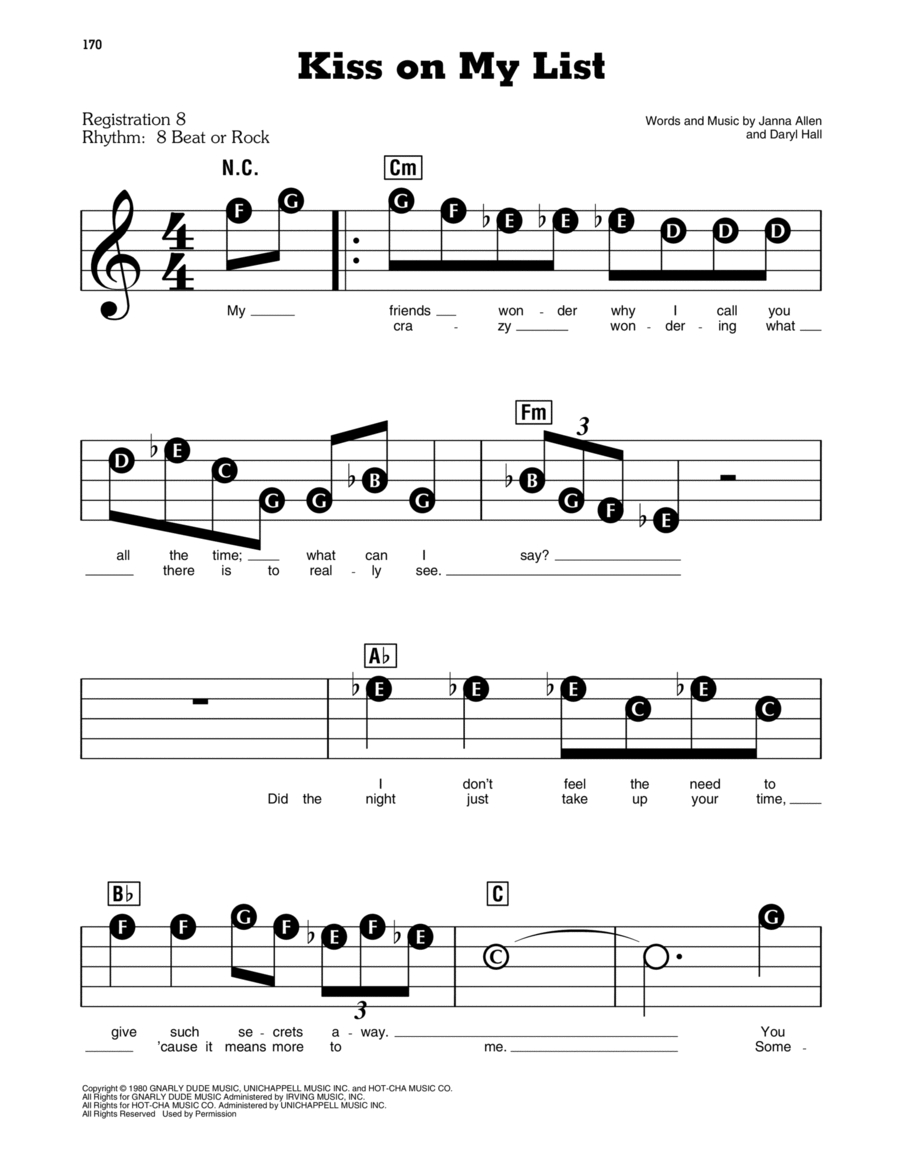 Kiss On My List Kiss On My List Electronic Keyboard scores gallery preview page 1
