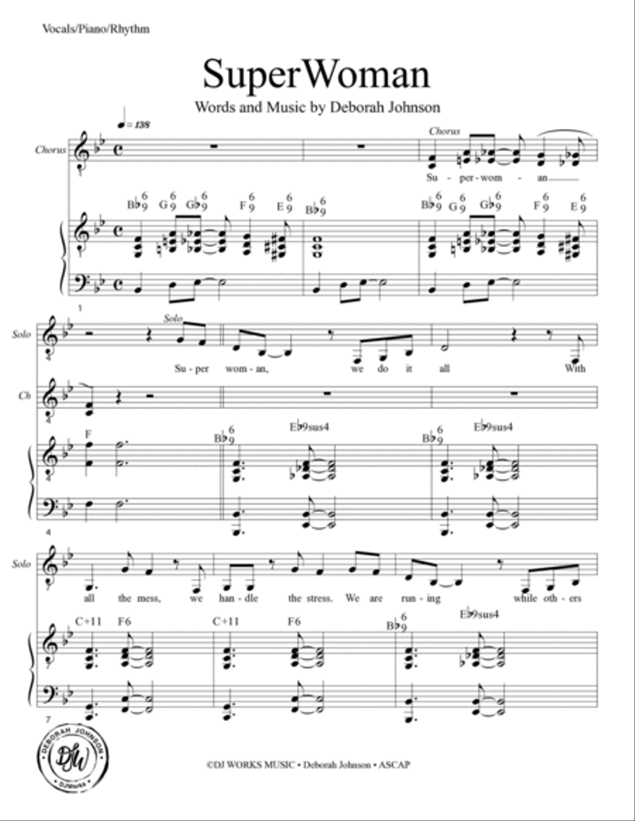 Superwoman Piano, Vocal, Guitar scores gallery preview page 3