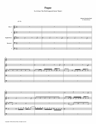 Fugue 16 from Well-Tempered Clavier, Book 2 (Double Reed Quintet)