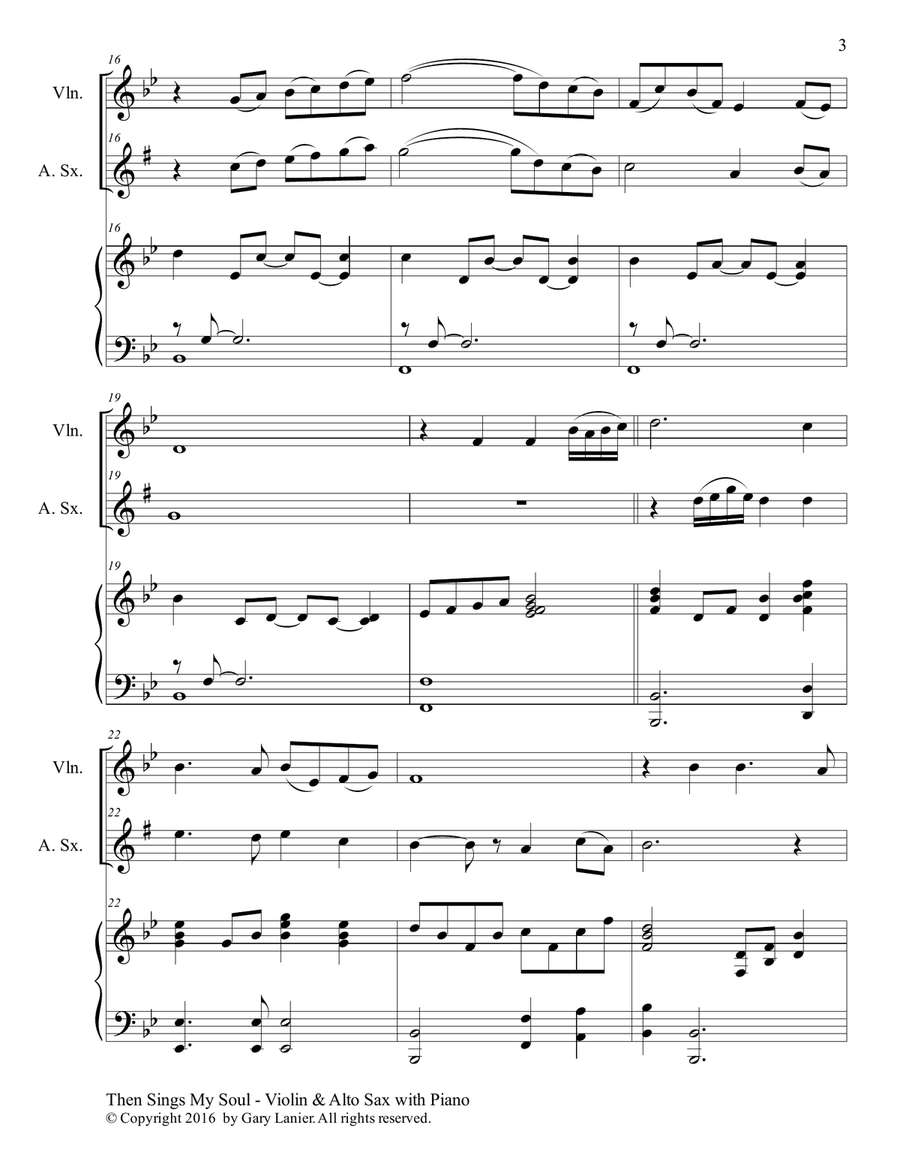 Trios for 3 GREAT HYMNS (Violin & Alto Sax with Piano and Parts) Alto Saxophone scores gallery preview page 4