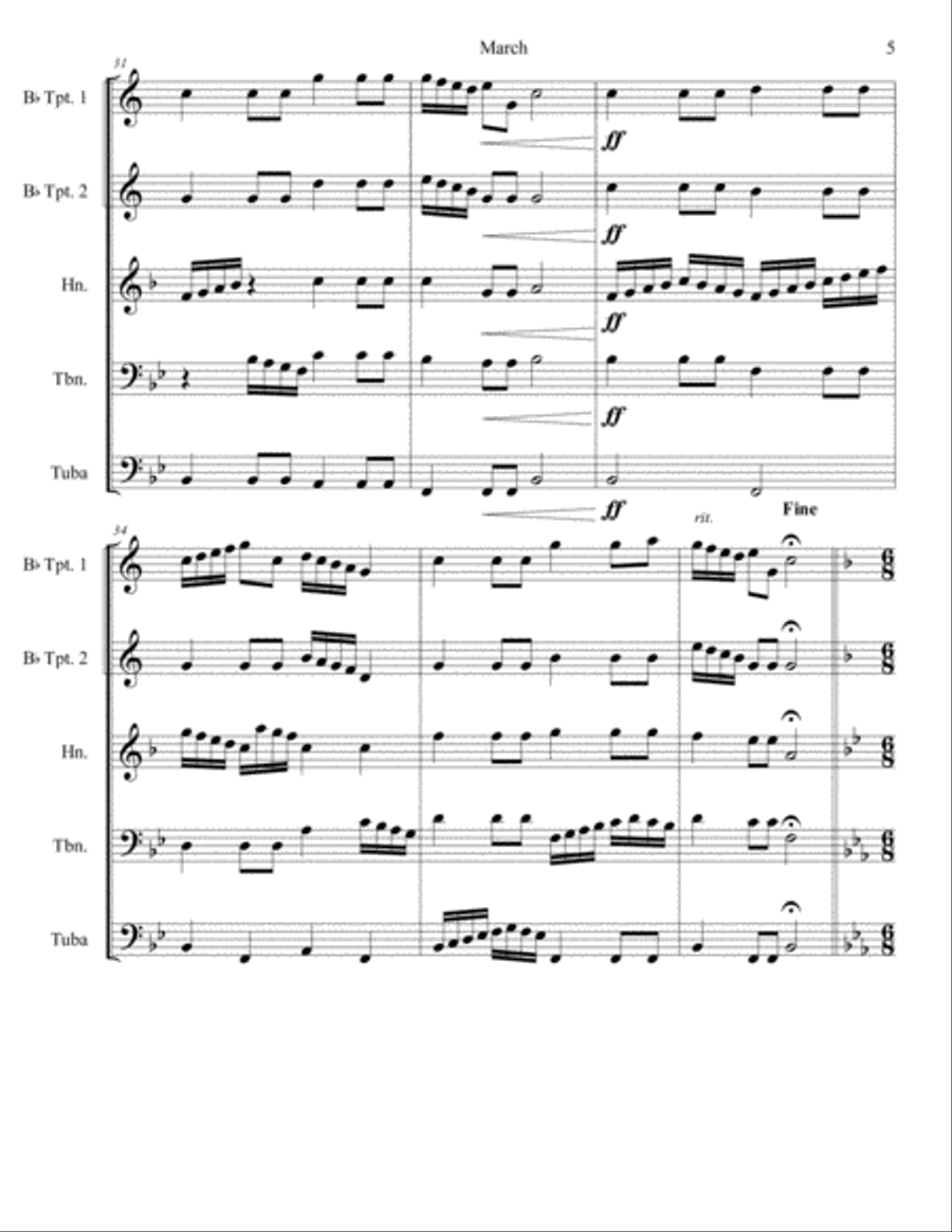 March for Brass Quintet Brass Quintet scores gallery preview page 6