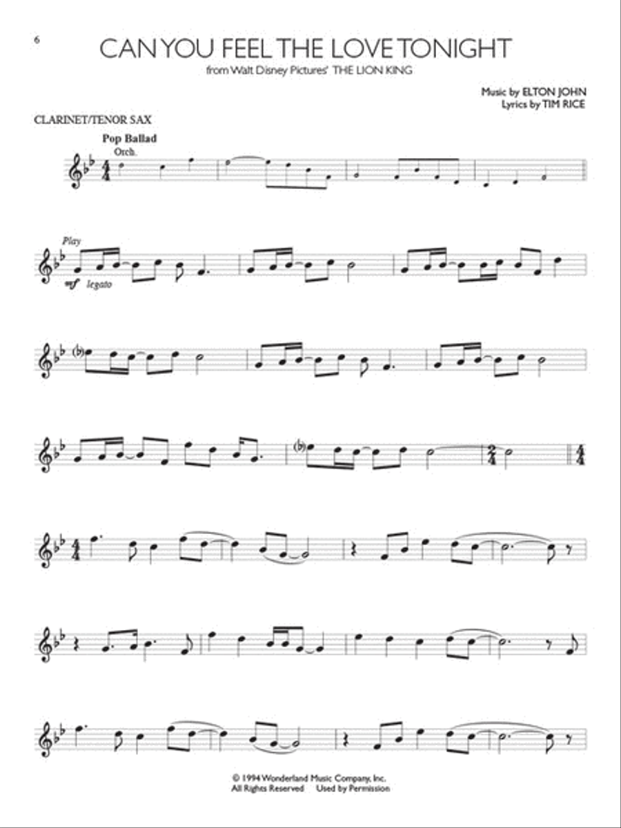 Disney Solos for Clarinet/Tenor Sax image number null