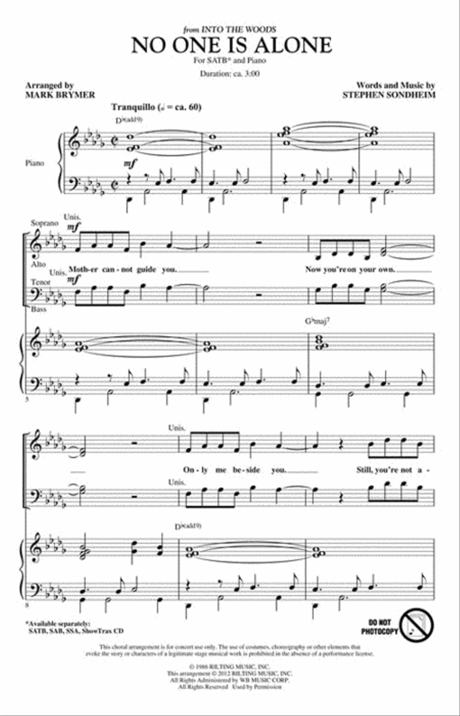 No One Is Alone Choir scores gallery preview page 2