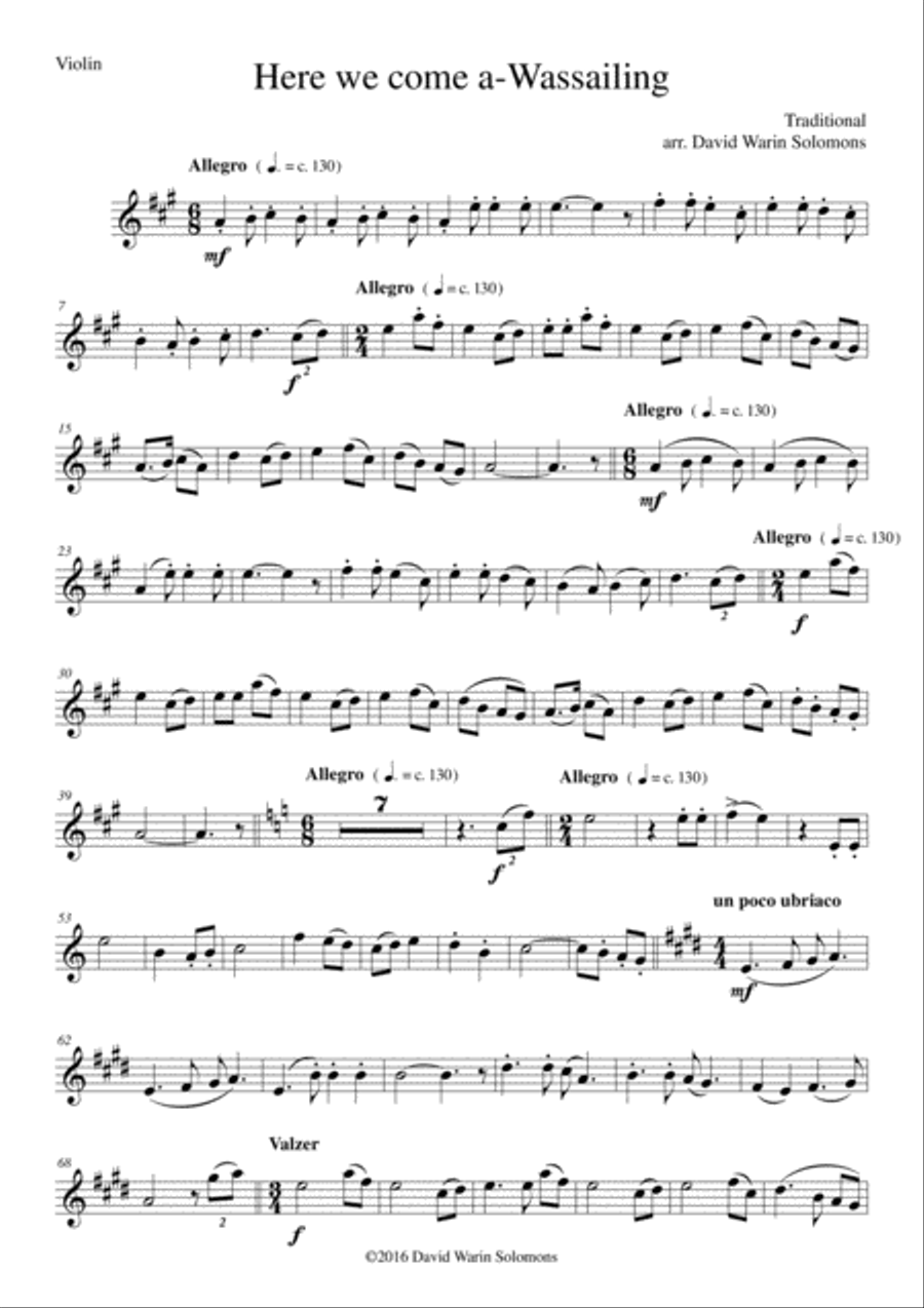 Here we come a-wassailing for string trio String Trio scores gallery preview page 5