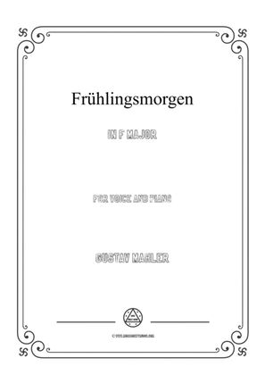 Book cover for Mahler-Frühlingsmorgen in F Major,for Voice and Piano