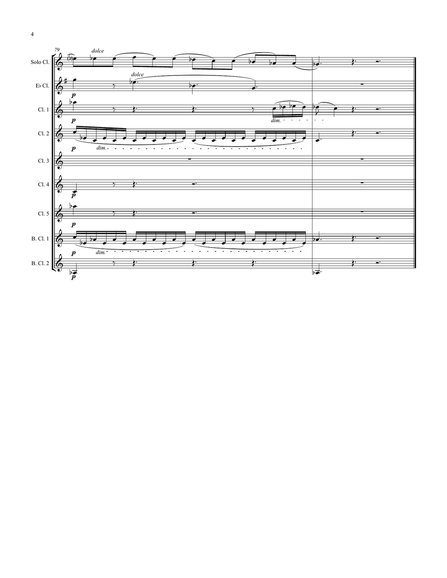 Beethoven Symphony 6 Movement II Clarinet Solo Arrangement Woodwind Ensemble scores gallery preview page 4