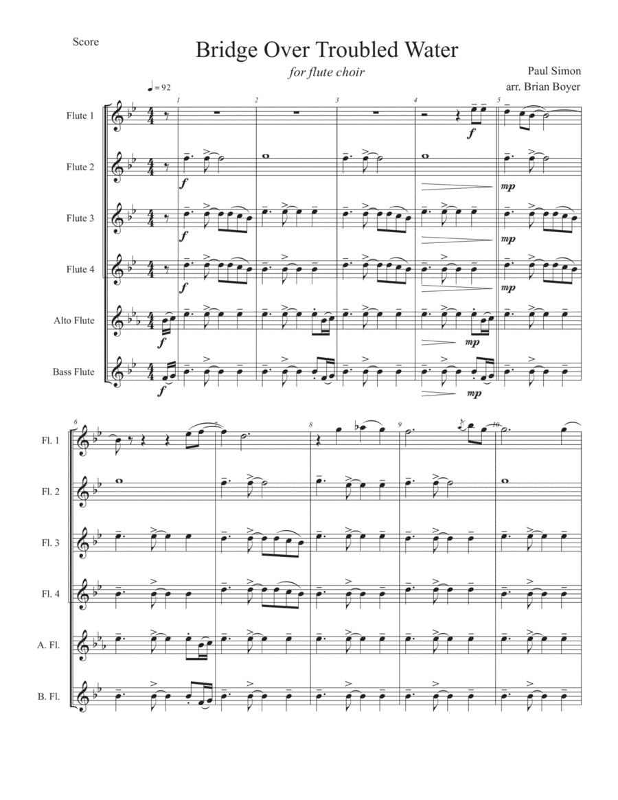 Bridge Over Troubled Water Bridge Over Troubled Water Woodwind Ensemble scores gallery preview page 1