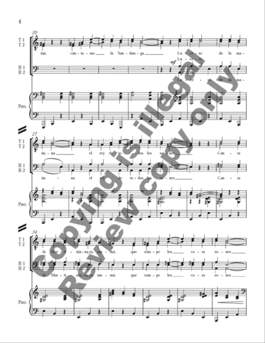 Three Mexican Folk Songs: 1. La Martiniana TTBB scores gallery preview page 4