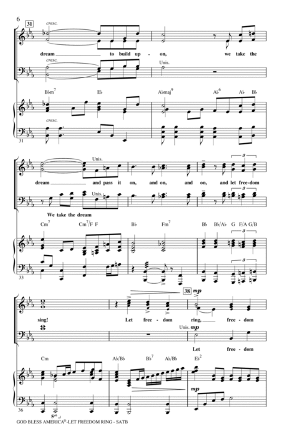God Bless America (Let Freedom Ring) (Medley) 4-Part scores gallery preview page 5