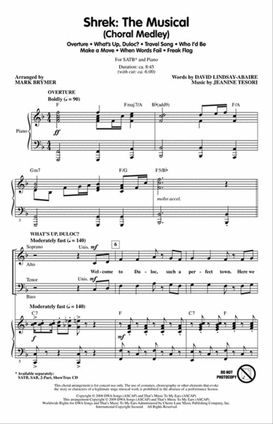 Shrek: The Musical (Choral Medley) Choir scores gallery preview page 2