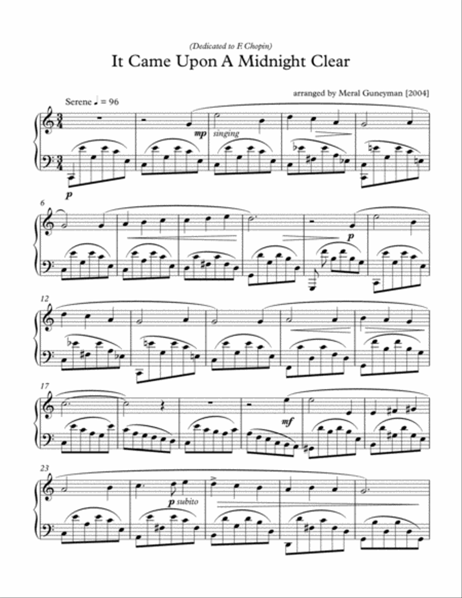 It came upon a midnight clear Piano Solo scores gallery preview page 1
