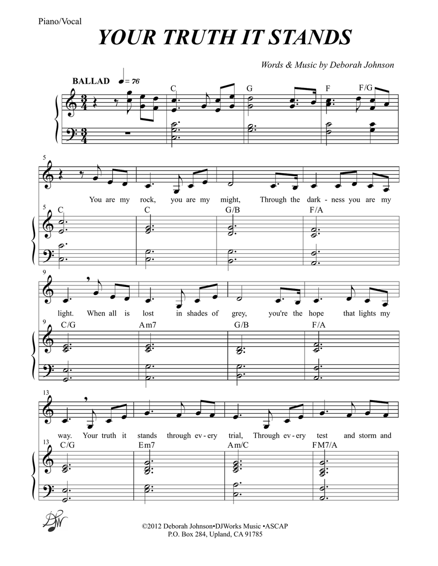 Your Truth it Stands Unison Choir scores gallery preview page 3