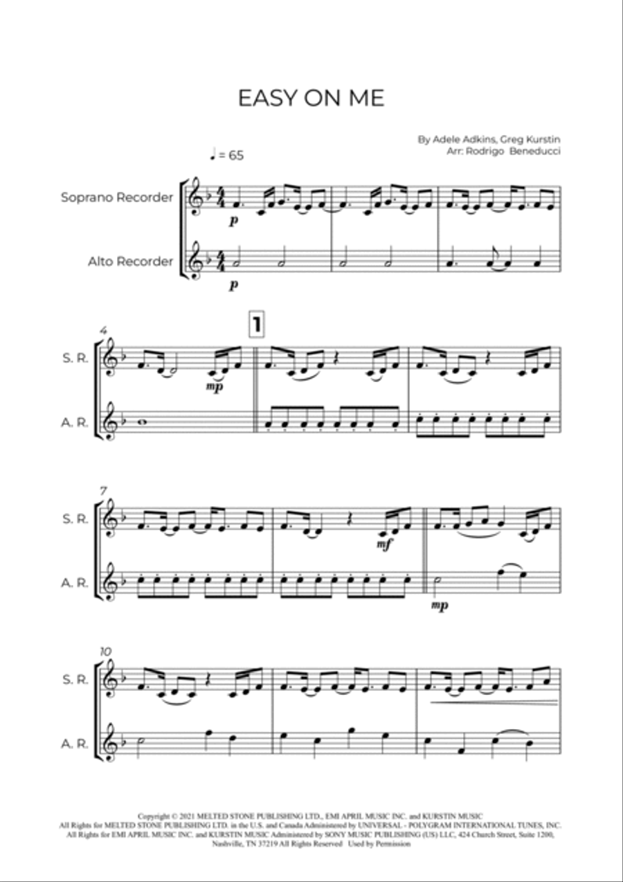 Easy On Me Easy On Me Woodwind Duet scores gallery preview page 2