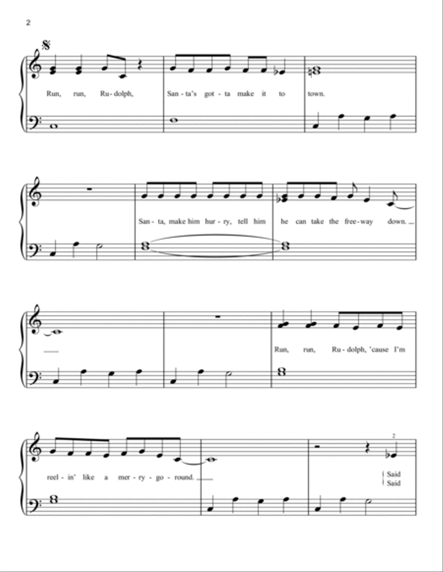 Run Rudolph Run Run Rudolph Run Easy Piano scores gallery preview page 2