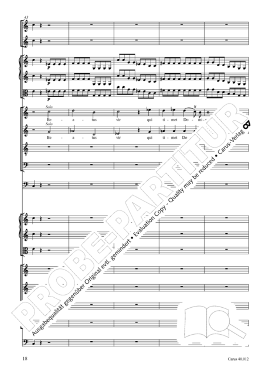 Beatus vir (How blest is he) Psalm 111 4-Part scores gallery preview page 19