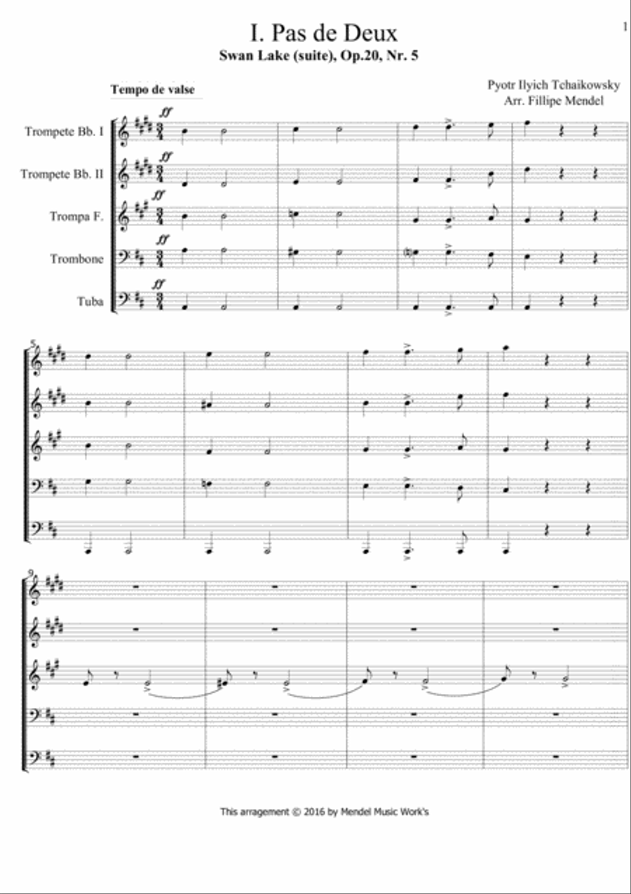 The Nutcracker (ballet), Op.71: Pas de Deux Brass Ensemble scores gallery preview page 1