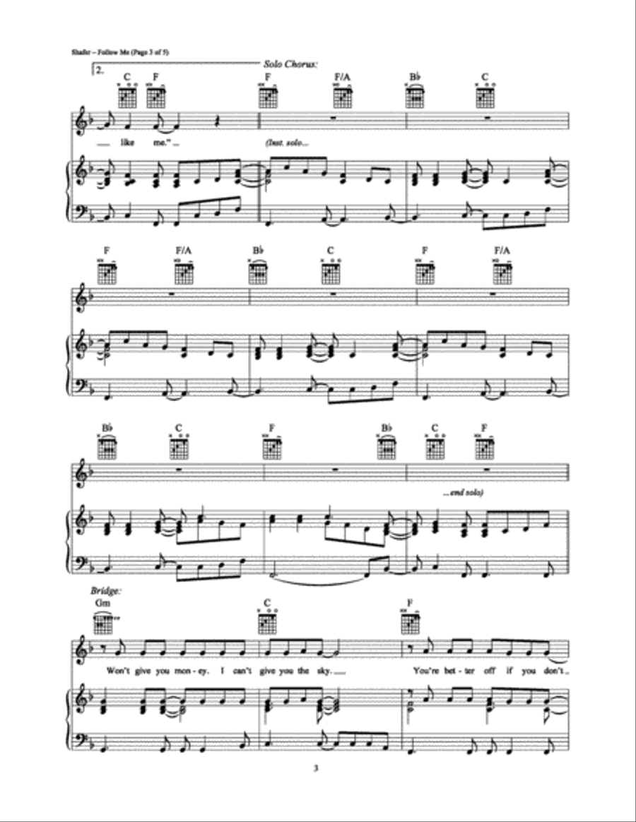 Follow Me Piano, Vocal, Guitar scores gallery preview page 3