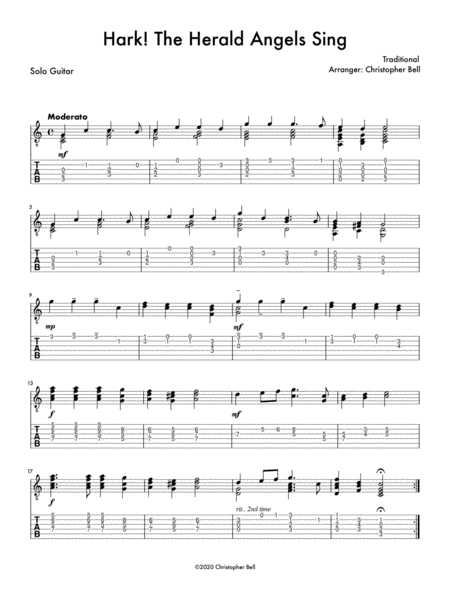 Hark! The Herald Angels Sing - Guitar Chord Melody image number null