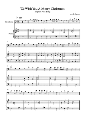 We Wish You A Merry Christmas, English Folk Song, For Trombone & Piano
