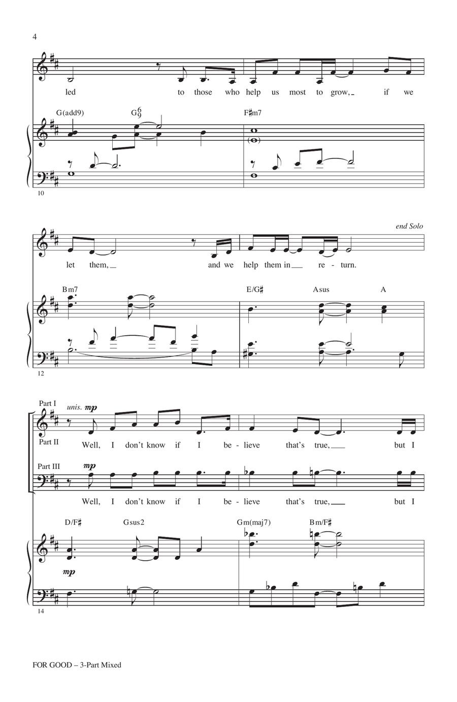 For Good (from Wicked) (arr. Roger Emerson) 3-Part scores gallery preview page 2