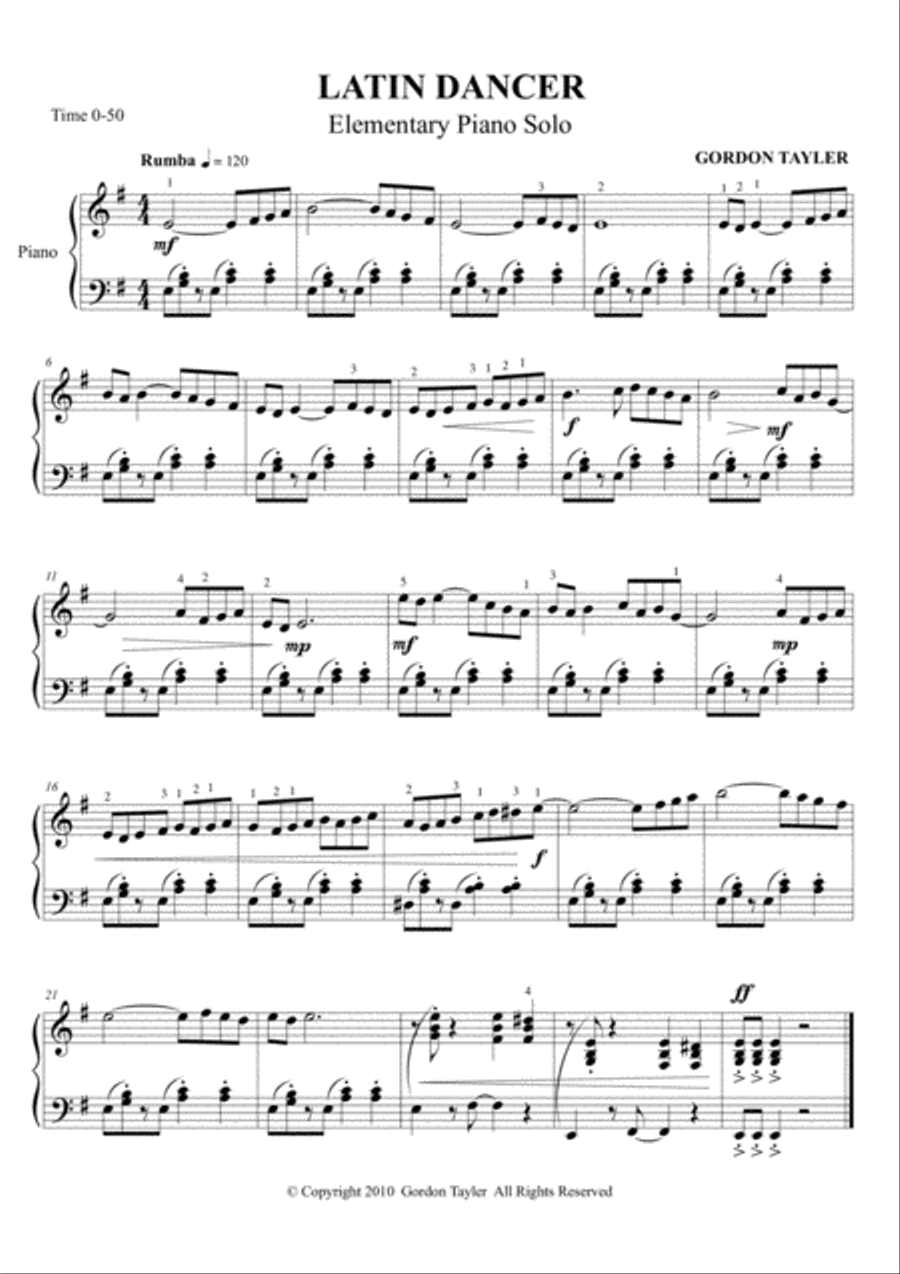 Latin Dancer Easy Piano scores gallery preview page 1