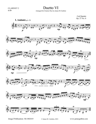 Stamitz: Duet Op. 27 No. 6 for Clarinet Duo