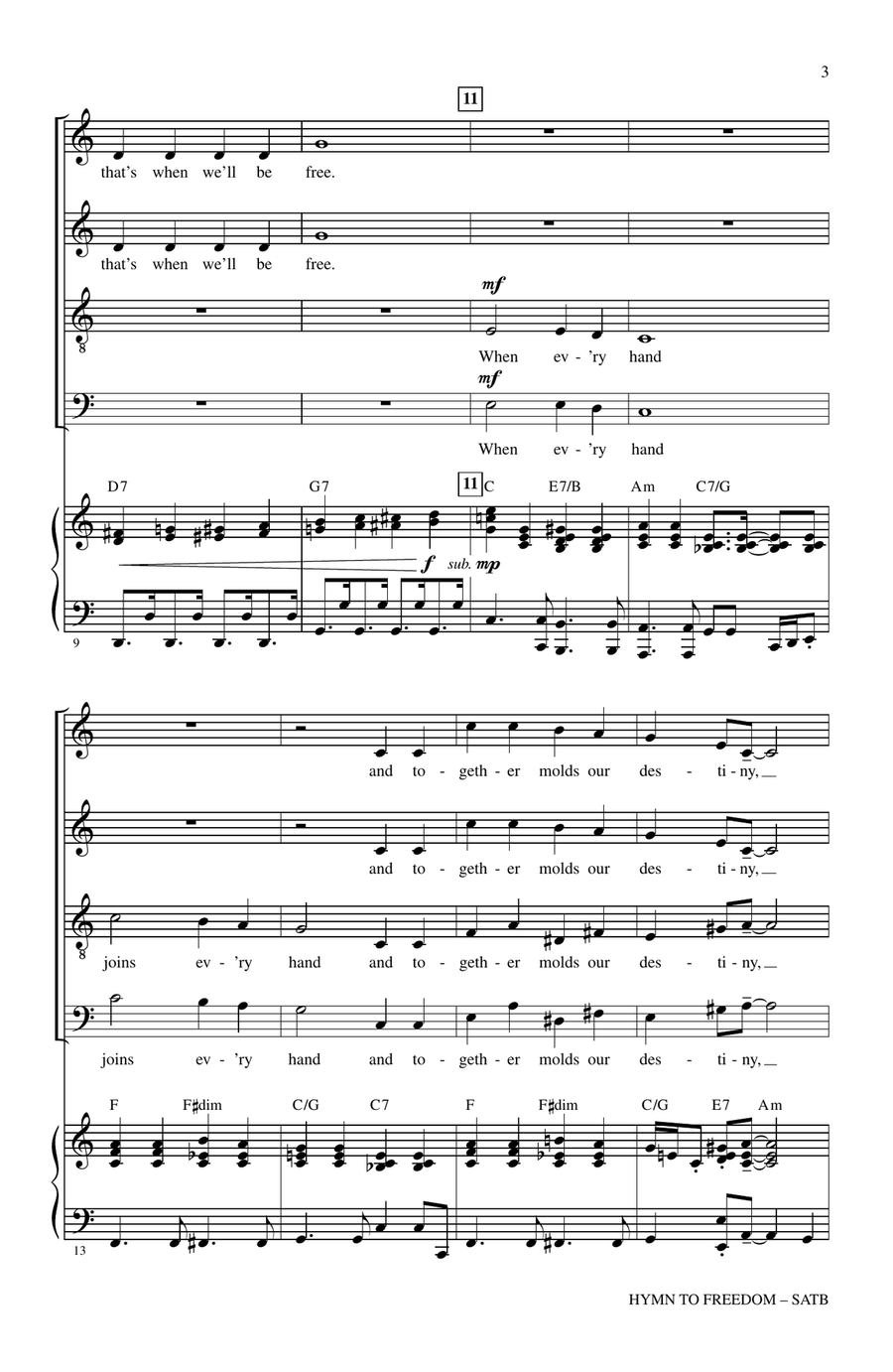 Hymn To Freedom (arr. Paul Read) 4-Part scores gallery preview page 2