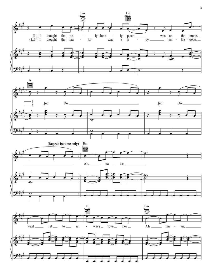 Jet Jet Piano, Vocal, Guitar scores gallery preview page 3