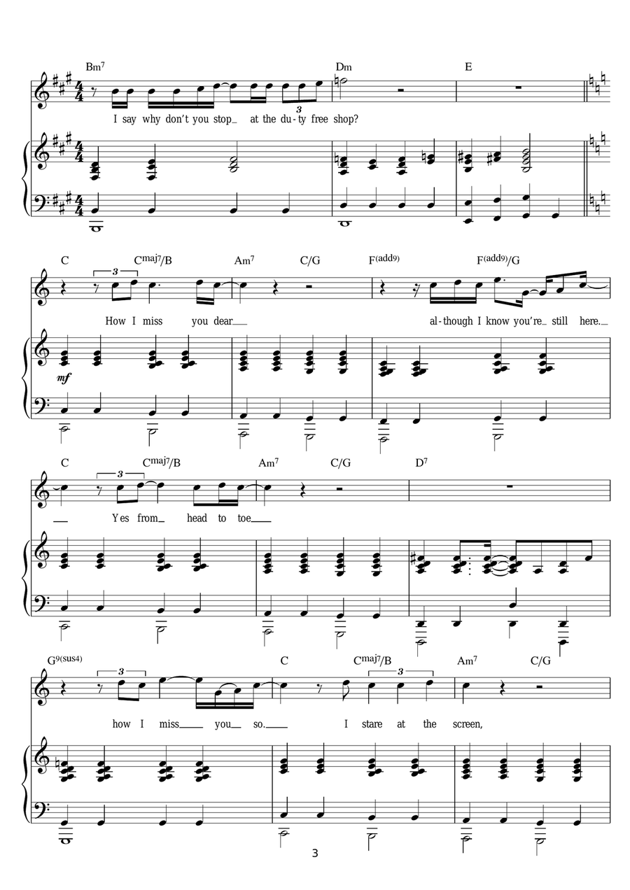 I Miss You My Dear Piano, Vocal scores gallery preview page 3