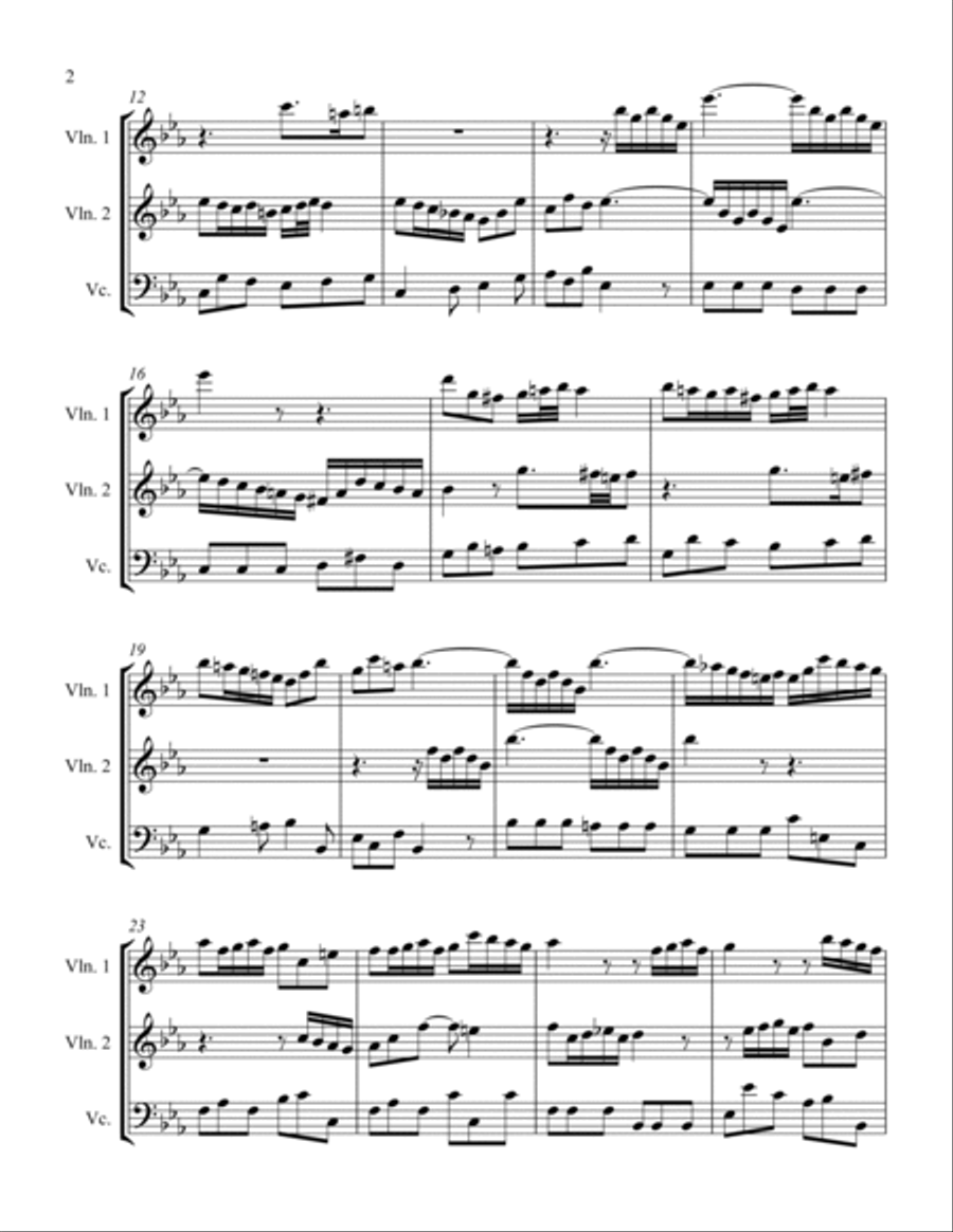 Sonata in C Minor Movement II String Trio scores gallery preview page 2