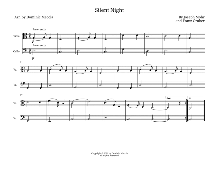 Silent Night- Viola and Cello Duet image number null